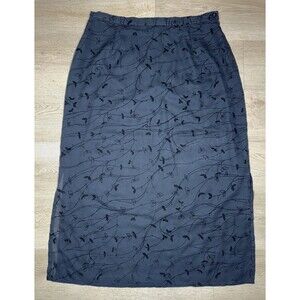 Vintage Black Worthington Maxi Skirt Size 18 Floral Embroidered Made In USA